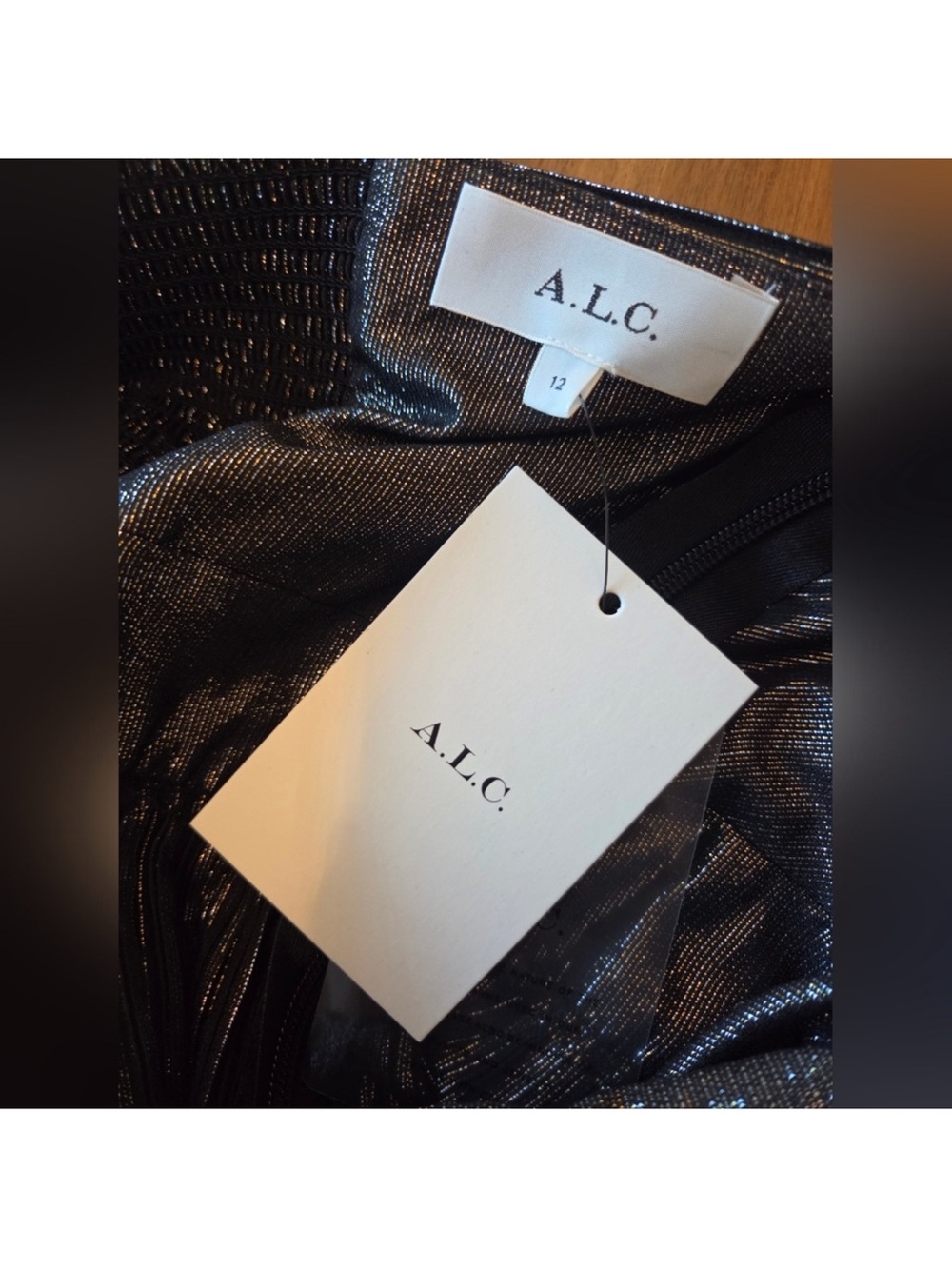 A.L.C. Metallic Black Halter-Style Pleated Maxi Dress - Picture 7 of 9